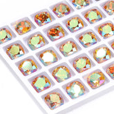 Iridescent Green Cushion Square Shape High Quality Glass Pointed Back Fancy Rhinestones WholesaleRhinestone